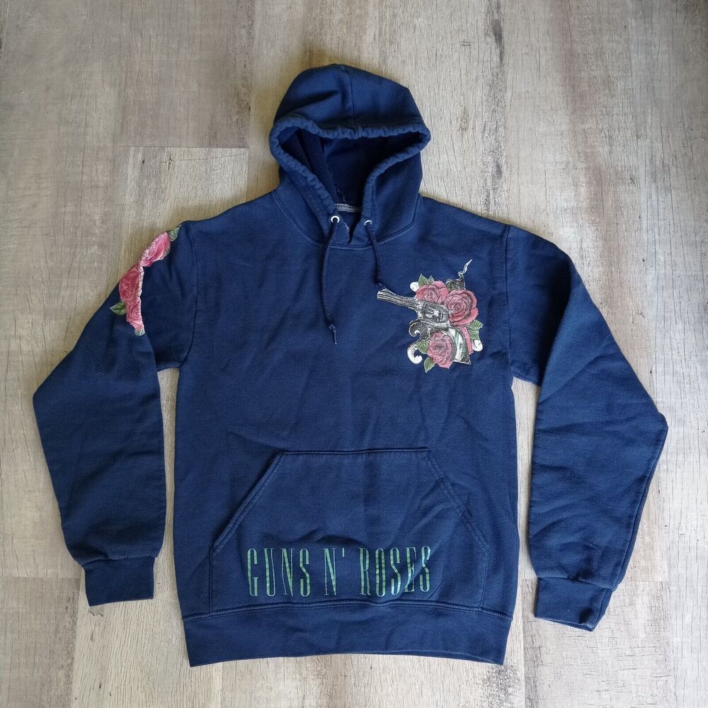 Guns N Roses Hoodie Men's S Blue Rock Band Sweater Music Merch
